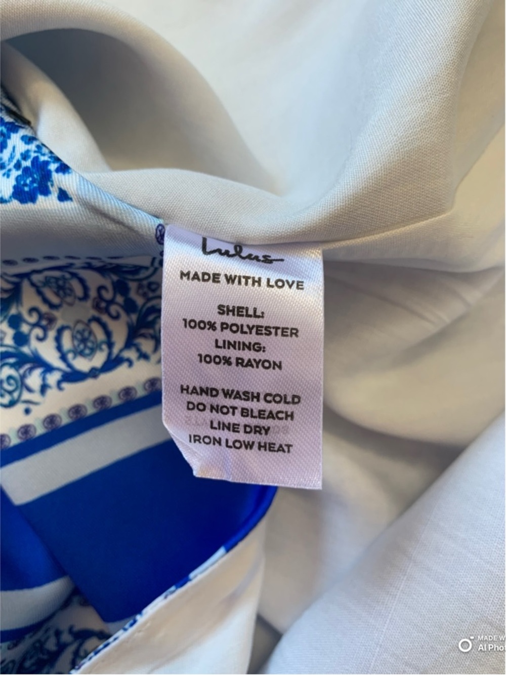 Lulus XS Vacay Beauty Blue Scarf Print One-Shoulder Tie Strap Midi Dress NWT - Picture 13 of 17